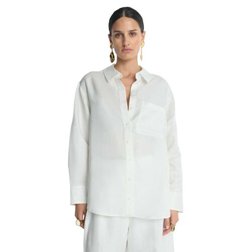 Veronika Maine Drapey Viscose Linen Relaxed Shirt